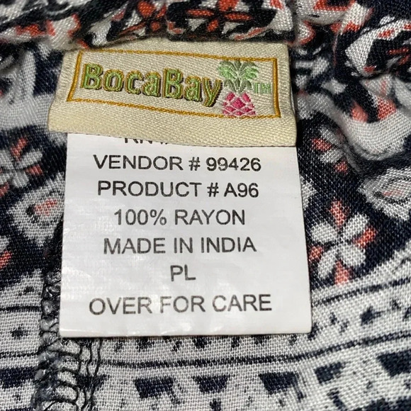 BOCABAY floral pull on crop pants elastic waistband drawstring 2 pockets size PL - Picture 4 of 9